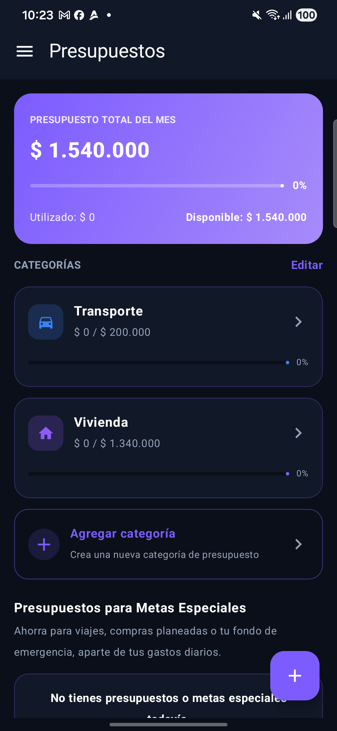 Presupuestos en Mis Finanzas